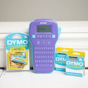 DYMO COLORPOP Label Maker Silver Gold & Blue Glitter Tape Creative Crafting DIY
